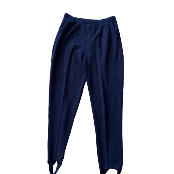 St.John Santana Knit Stirrup Pants High Rise Navy 8 - Picture 2 of 5